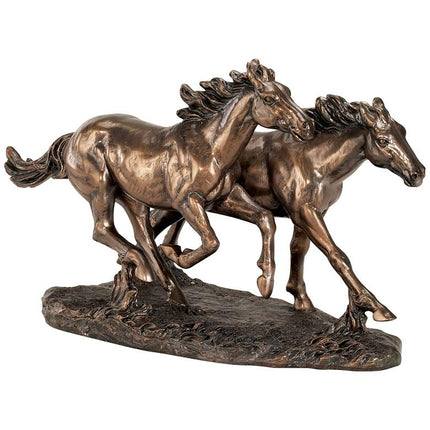 Kensington Hill Horses Running Wild 8 1/2" High Golden Bronze Statue