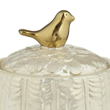 Kensington Hill Spar 7 1/2" Pearl White Decorative Jar with Gold Bird Kensington Hill
