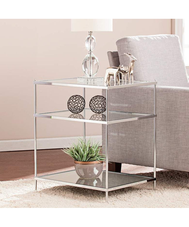 Knox 22" Wide Metallic Chrome Side Table