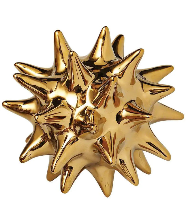 Large Bright Gold 6" High Ceramic Urchin Sculpture