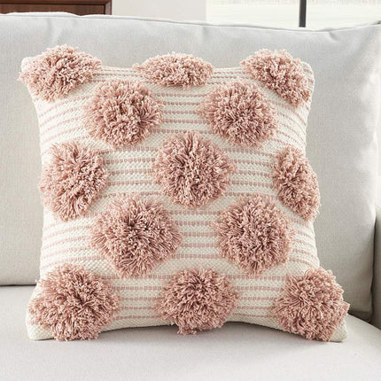 Life Styles Blush Tufted Pom Poms 18" Square Throw Pillow Vision