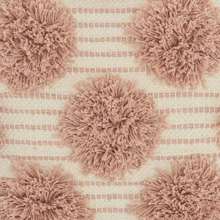 Life Styles Blush Tufted Pom Poms 18" Square Throw Pillow Vision