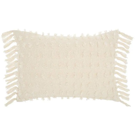 Life Styles Cream Cut Fray Texture 20"x14" Throw Pillow Vision