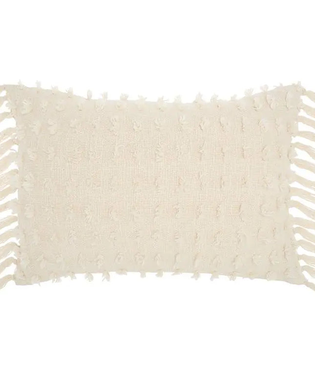 Life Styles Cream Cut Fray Texture 20"x14" Throw Pillow Vision