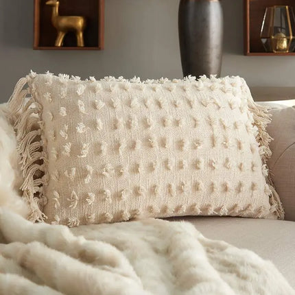 Life Styles Cream Cut Fray Texture 20"x14" Throw Pillow Vision