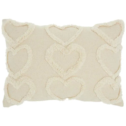 Life Styles Cream Raised Hearts 20"x14" Throw Pillow Vision
