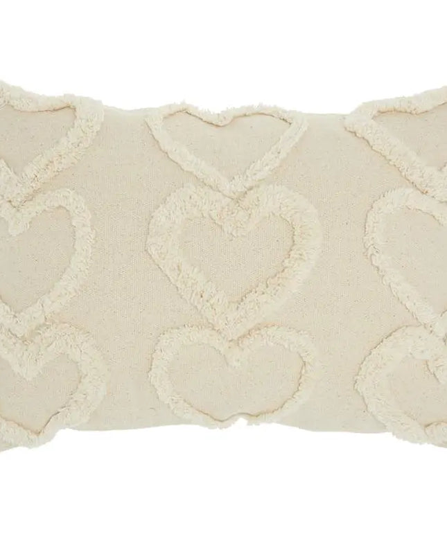 Life Styles Cream Raised Hearts 20"x14" Throw Pillow Vision
