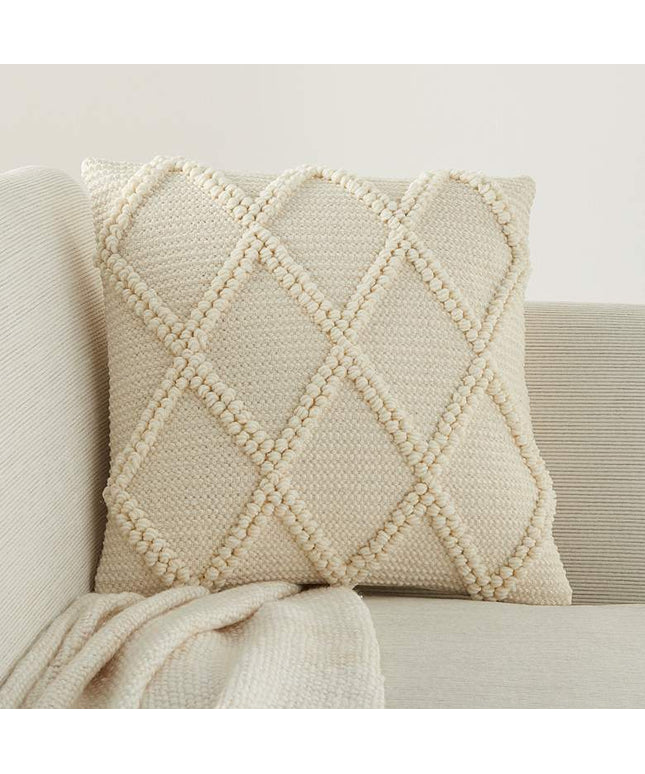 Life Styles Ivory Diamond Lattice 18" Square Throw Pillow Vision