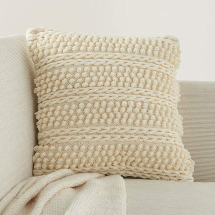 Life Styles Ivory Woven Stripes 18" Square Throw Pillow Vision