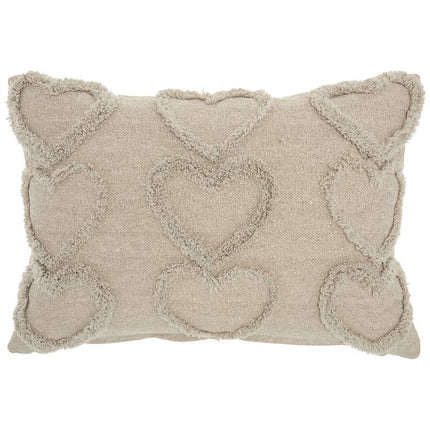 Life Styles Khaki Raised Hearts 20"x14" Throw Pillow Vision