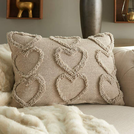 Life Styles Khaki Raised Hearts 20"x14" Throw Pillow Vision