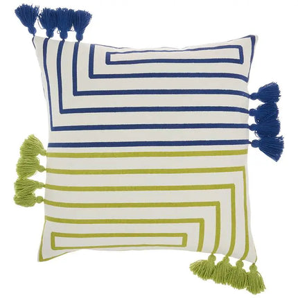 Life Styles Lime Blue Lines 18" Square Throw Pillow Vision