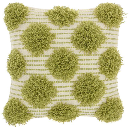Life Styles Lime Tufted Pom Poms 18" Square Throw Pillow Vision