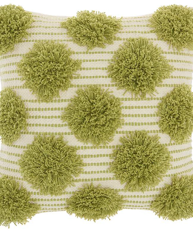 Life Styles Lime Tufted Pom Poms 18" Square Throw Pillow Vision