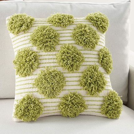 Life Styles Lime Tufted Pom Poms 18" Square Throw Pillow Vision