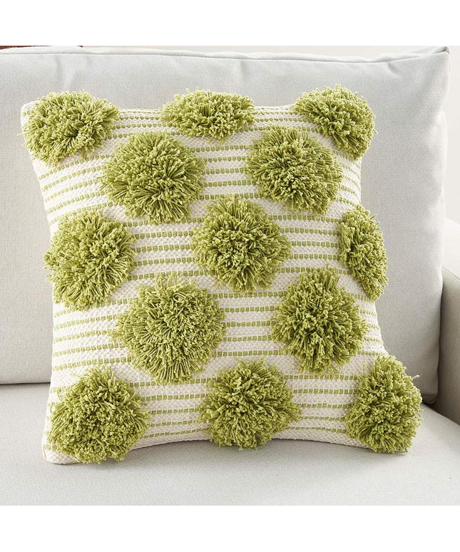 Life Styles Lime Tufted Pom Poms 18" Square Throw Pillow Vision
