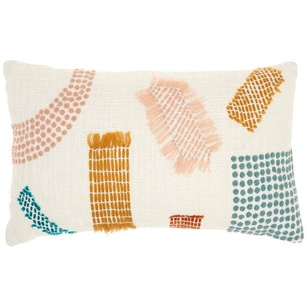 Life Styles Multi-Color Woven Patches 20" x 12" Throw Pillow Vision