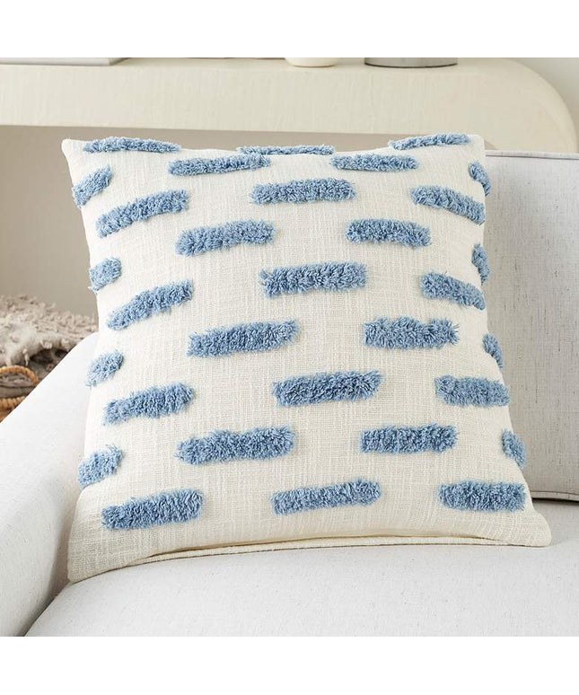 Life Styles Ocean Tufted Lines 18" Square Throw Pillow