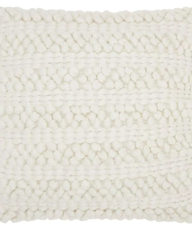 Life Styles White Woven Stripes 20" Square Throw Pillow Vision