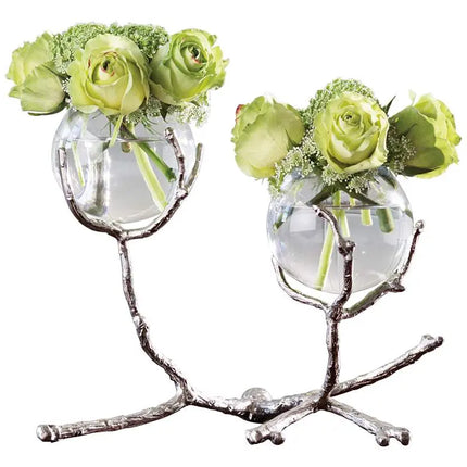 Limber Nickel 12" Wide Twig 2-Vase Holder Global Views