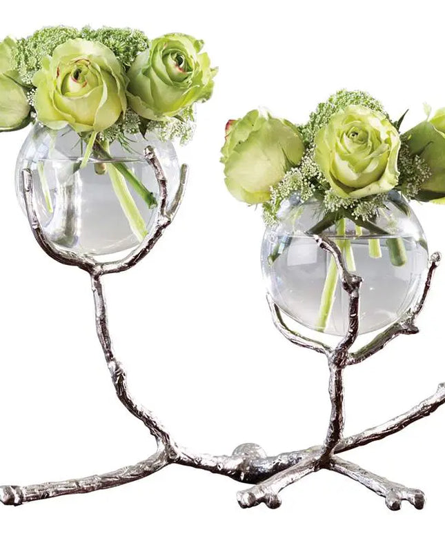 Limber Nickel 12" Wide Twig 2-Vase Holder Global Views