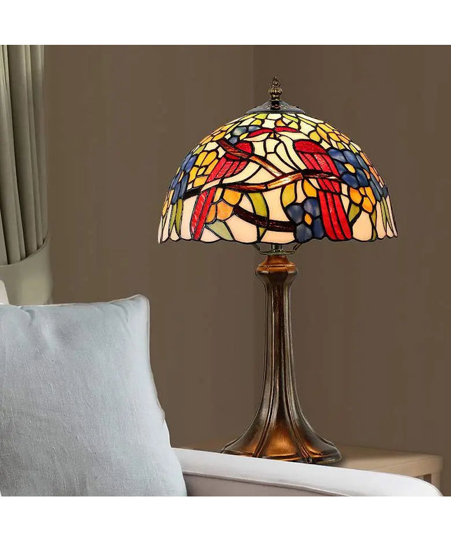 Lovebirds Floral 19" High Antique Bronze Accent Table Lamp Dale Tiffany