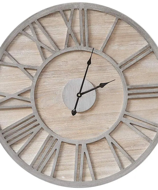 Madison Park Mason 23 1/2" Round Natural Wood Wall Clock