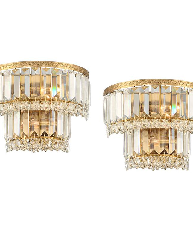 Magnificence Gold 10" Wide Crystal Wall Sconce Set of 2