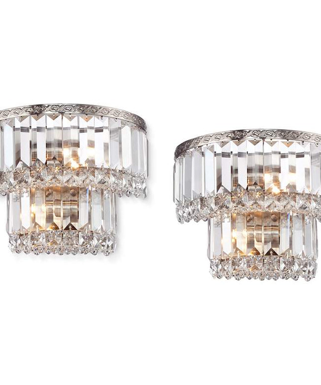 Magnificence Satin Nickel 10" Wide Crystal Wall Sconce Set of 2
