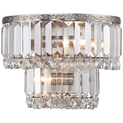 Magnificence Satin Nickel 10" Wide Crystal Wall Sconce Set of 2