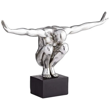 Male Gymnast Pose 19 1/2" Wide Silver Sculpture Quoizel