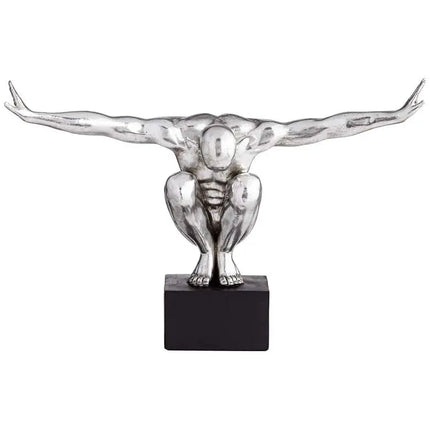 Male Gymnast Pose 19 1/2" Wide Silver Sculpture Quoizel