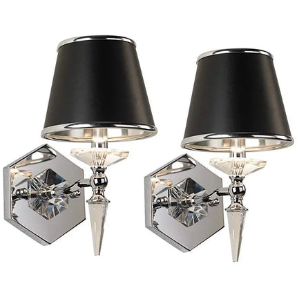 Manhattan 13" High Black and Chrome Crystal Wall Sconce Set of 2 Vienna Full Spectrum