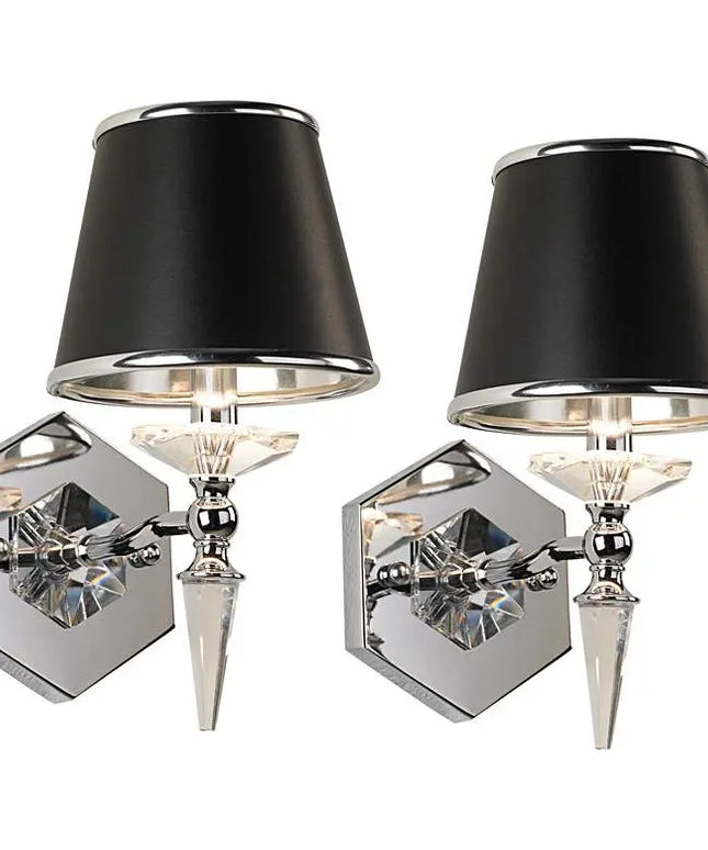 Manhattan 13" High Black and Chrome Crystal Wall Sconce Set of 2 Vienna Full Spectrum