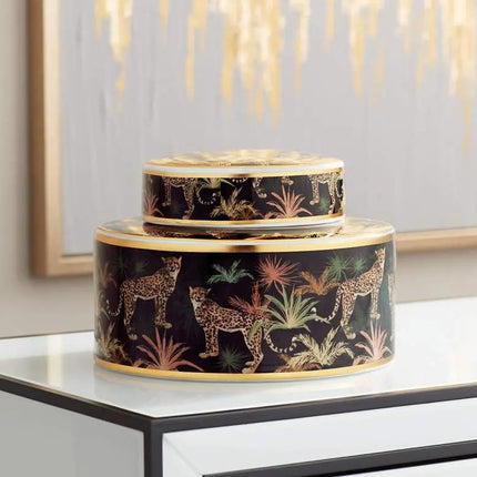 Matios Multi-Color Leopard Round Jar with Lid Kensington Hill
