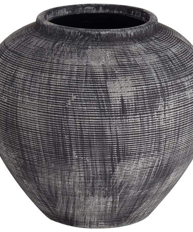 McGinn 9" Wide Rough Antique Black Decorative Vase Studio 55D