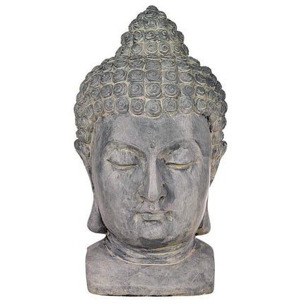 Meditating Buddha Head 18 1/2" High Outdoor Statue