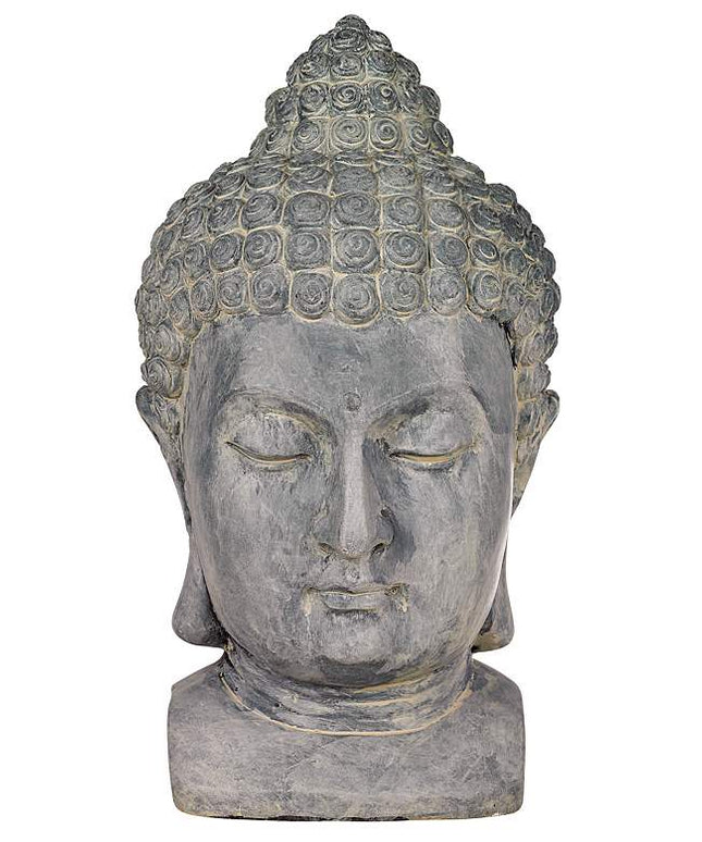 Meditating Buddha Head 18 1/2" High Outdoor Statue