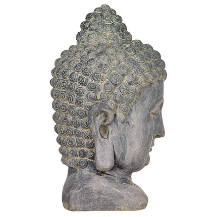 Meditating Buddha Head 18 1/2" High Outdoor Statue