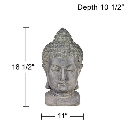 Meditating Buddha Head 18 1/2" High Outdoor Statue