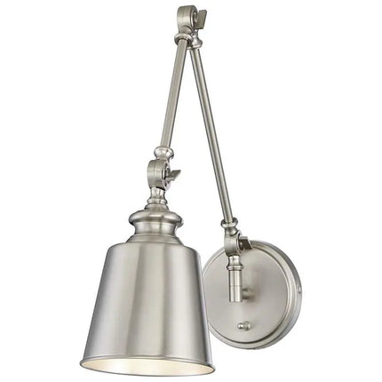 Meridian Brushed Nickel Adjustable Wall Lamps Set of 2 Barnes and Ivy