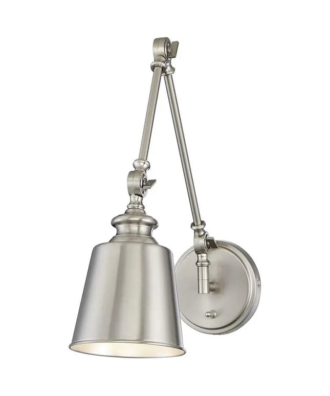 Meridian Brushed Nickel Adjustable Wall Lamps Set of 2 Barnes and Ivy