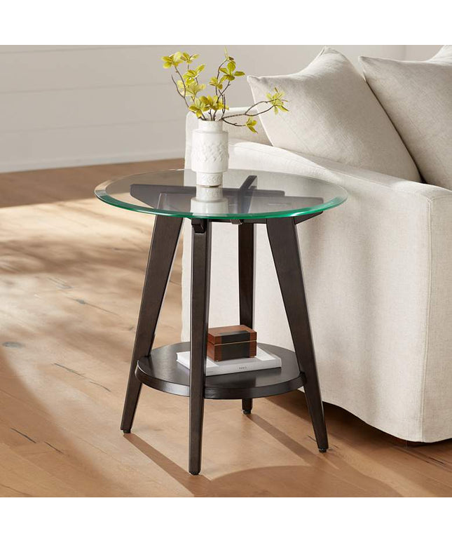Milton 24" Wide Dark Brown Round Accent Table