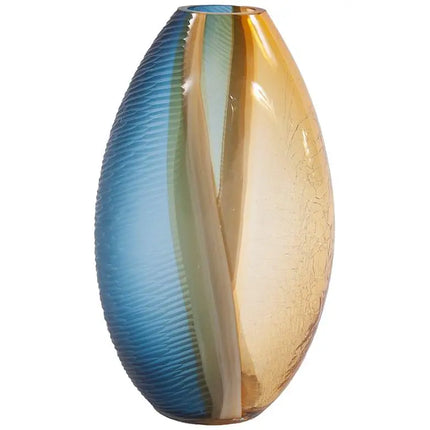 Mirina 16 1/2" High Blue and Amber Glass Decorative Vase Uttermost