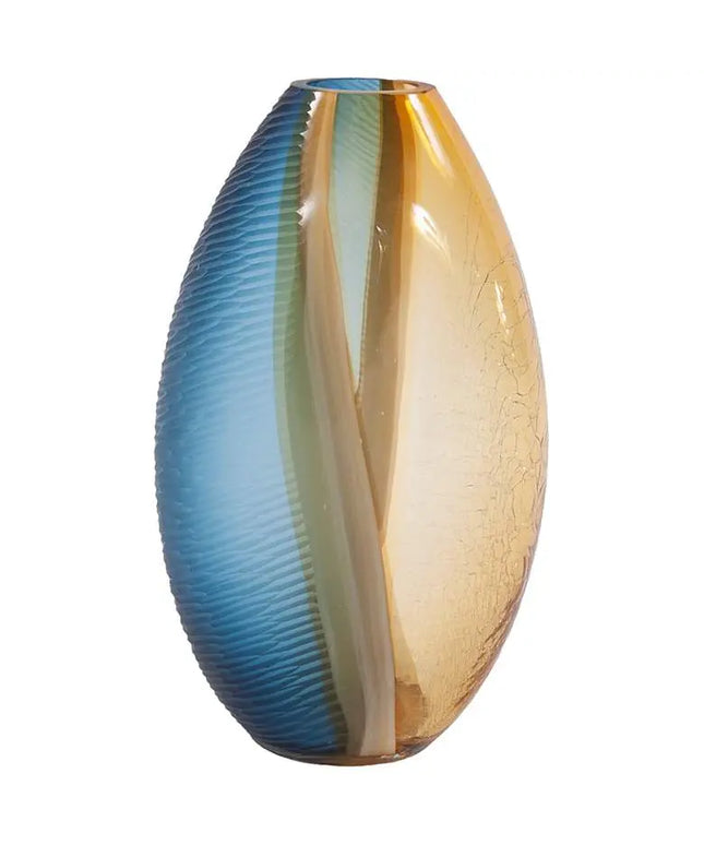 Mirina 16 1/2" High Blue and Amber Glass Decorative Vase Uttermost