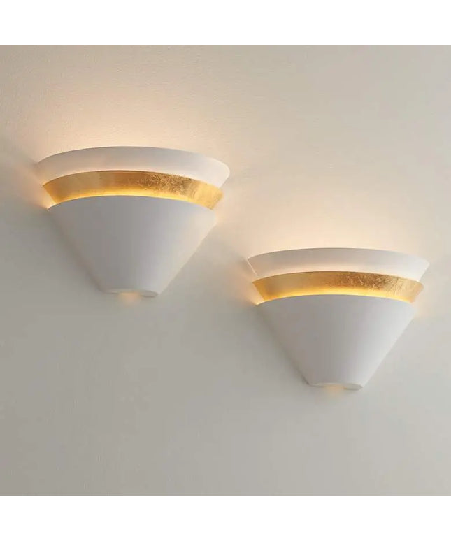 Misty 6 1/4" High White and Gold Leaf LED Wall Sconce Set of 2 360 Lighting