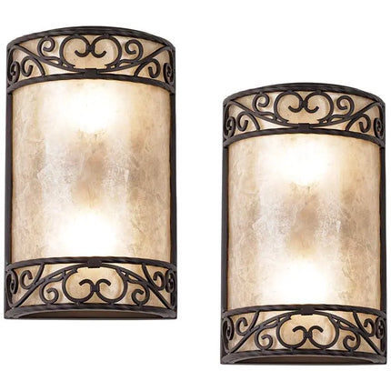 Natural Mica 12 1/2" High Wall Sconce Fixtures Set of 2 John Timberland
