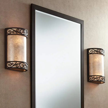 Natural Mica 12 1/2" High Wall Sconce Fixtures Set of 2 John Timberland