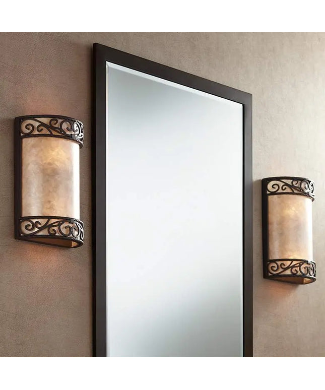 Natural Mica 12 1/2" High Wall Sconce Fixtures Set of 2 John Timberland