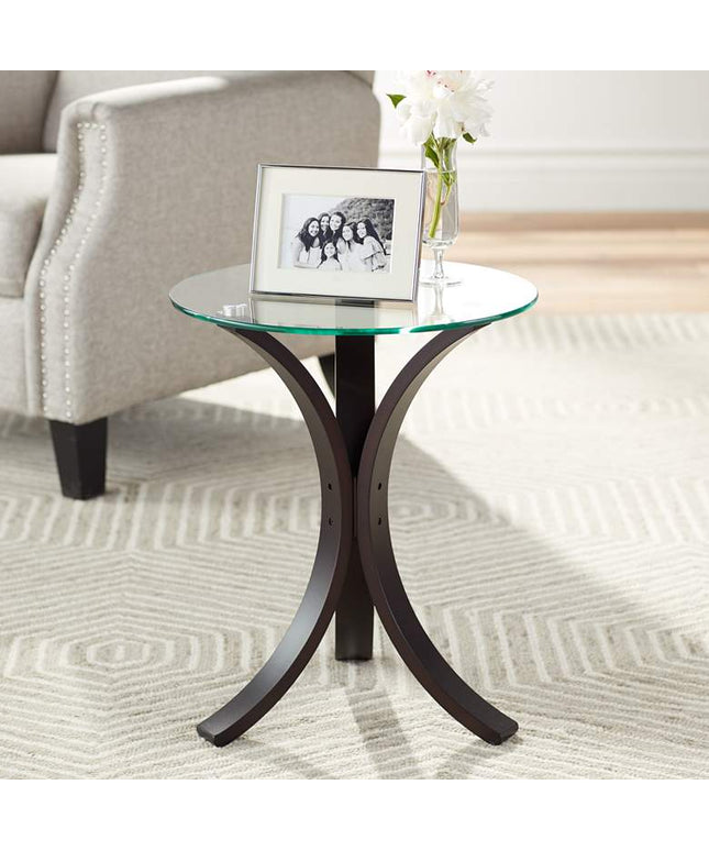 Niles 17 3/4" Wide Bent Wood and Glass Modern Accent Table